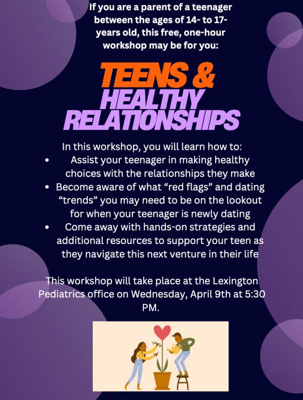 teens and healthy relationships workshop flyer